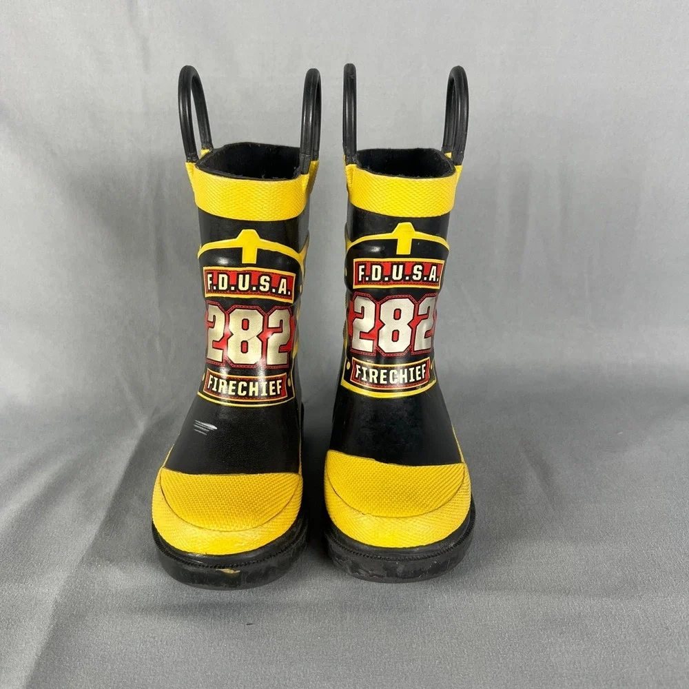 Western Chief F.D.U.S.A. 282 Firechief Kids 5 Black Pull On Waterproof Rain Boot